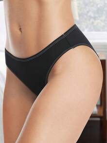 5pcs/Set Women's Solid Color Underwear Set, Comfortable Breathable Bikini Panties - Multicolor - View 3