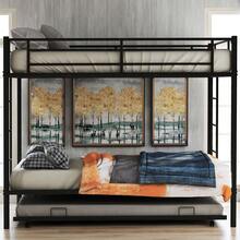 Twin Over Twin Bunk Bed With Trundle, Black - default - View 3