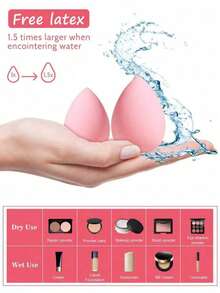 Large & Mini Makeup Sponges, Multi-Functional Makeup Blender Sponges, Suitable For All Skin Types, Dry & Wet Use, Non-Absorbing, Natural Makeup Finish, Applicable For Foundation & Concealer, Portable Makeup Sponge, Suitable As Gift For Women,Giveaways,Travel,Cheap Stuff,Travel Essential - 彩色 - 查看 7
