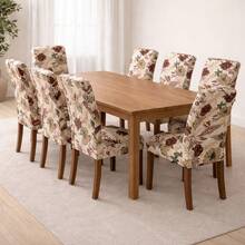 6-Seater Chair Cover Kit For Kitchen Dining Room Printed Gel Mesh Offer - Multicolor - View 5