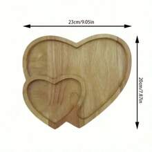 1pc Heart-Shaped Bamboo Tray, For Holding Snacks, Nuts, Fruits, Kitchen, Christmas Gift, Valentine's Day Gift - Bamboo Color - View 4
