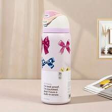 24oz /32oz Stainless Steel Insulated Water Bottle With Straw, Portable Coffee Mug Suitable For Hot & Cold Drinks, Fitness And Cycling Water Bottle, Leak-Proof Lid Travel Cup For Camping, Hiking, Driving, Outdoor Activities - Pink Bow - View 3