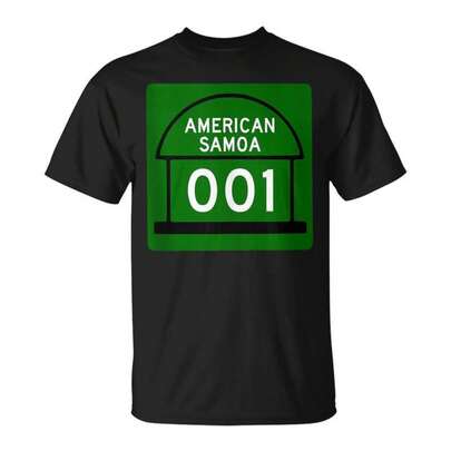 % Cotton Oversized Printed-Shirt Unisex, Solid Black White Casual Graphic Tee, Summer Essential Layering Top, S-3XL American Samoa Highway 1 Sign AS-1 State HWY Top-Shirt Unisex