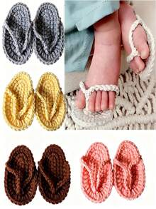 Baby Mini Flip Flops Newborn Photography Props Cute Handmade Crochet Slipper Sandals For Infant Girls/Boys Studio Photos Accessories - Multicolor - View 1