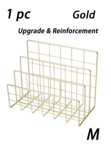 1pc Modern Metal Bookshelf With 3 Storage Baskets, Minimalist Ins-Style Iron Desktop Organizer Rack, File & Letter Holder, Desk Document Tray, Storage Basket, Black Metal Grid Small File & Letter Organizer, Fashionable Office File/Document/Information Holder, Back To School, Study Supplies, Display Cabinet, Shelving Unit, Decorative Rack - Three-compartment Envelope Holder - View 17