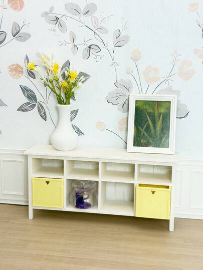 تماثيل جامعة خزانة تلفزيون منزل الدمى، كومودينو بسيط مع أدراج وأرفف تخزين، أثاث غرفة منزلية صغيرة واقعي، ديكور تمثال لغرفة المعيشة والدراسة والنوم DIY، مصنوع من مادة PLA متينة