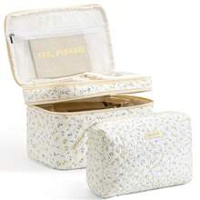 Bolsa de  de viaje 2 piezas bolsa de  acolchada de algodón grande bolsa de  para mujeres y niñas 2 flores -B027 - 2 unidades-flor amarilla - Ver 8