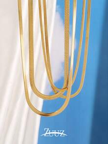 1pc Fashion Minimalist Stainless Steel Blade Chain Necklace For Women Unisex Hip Hop Style Flat Snake Bone Choker Neck Chain Jewelry Gifts - necklace - View 1