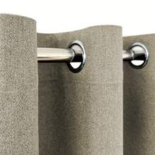 2pcs Blackout Beige Thermal Curtains - 99% UV Resistant Polyester, Grommet Top, Linen Texture, Bedroom Art Theme, Coated Blackout Thermal Insulation, Noise Reducing - Ideal For Bedroom, Farmhouse And School Deep Sleep, 120gsm - Beige - View 9