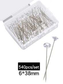 50/100pcs Diamond Shaped Bouquet Pins (0.6*3.8cm) | Transparent Pins Suitable For DIY Crafts, Weddings And Cosplay Wig Styling. This Set Provides 50 Or 100 Pcs Of 0.6*3.8cm Transparent Diamond-Shaped Bouquet Pins, The Sparkling Diamond Design On The Pin Head Adds An Elegant Luster To Your Floral Arrangements And Handicrafts. - Multicolor - View 15