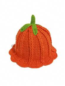 1顶男女通用手工钩编卡通水果镂空针织帽，保暖可爱卡通食物造型渔夫帽，时尚镂空荷叶边渔夫帽，秋冬款 - 彩色 - 查看 14