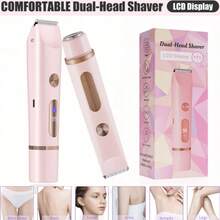 女士电动剃须刀，LED电量显示，二合一电动剃须刀，适用于女性腿部、腋下、面部和私密部位，可充电剃须刀/体毛修剪器，干湿两用，400mAh电池容量 - 彩色 - 查看 1