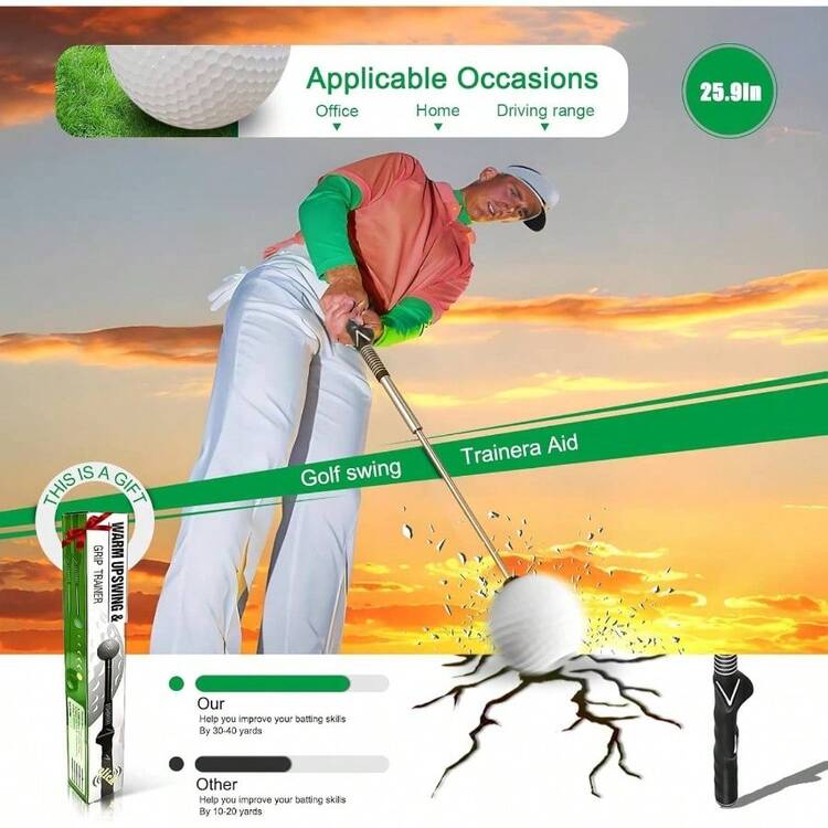 Entrenador retráctil de swing - Ayuda de entrenamiento de agarre con palito de clic para diestros, ayuda de entrenamiento de swing para principiantes - Negro - Añade 8