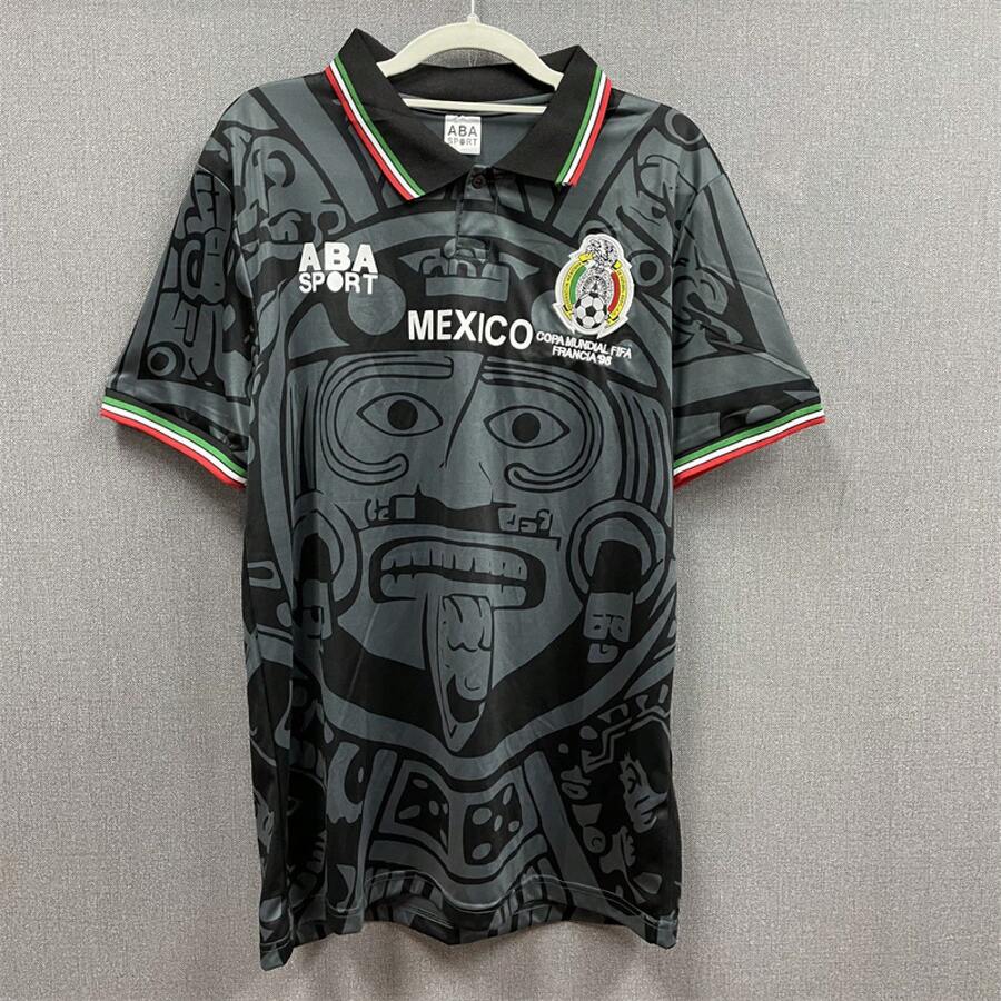 [48h Instant Delivery]Mexico 98 World Cup Retro Jersey  Totem Black Away Football Shirt - 彩色 - 查看 1