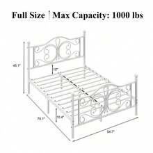 Metal Platform Bed Frame, Headboard And Footboard/Under Bed Storage/Mattress Foundation/No Box Spring Required/Easy Assembly - trắng - Xem 10
