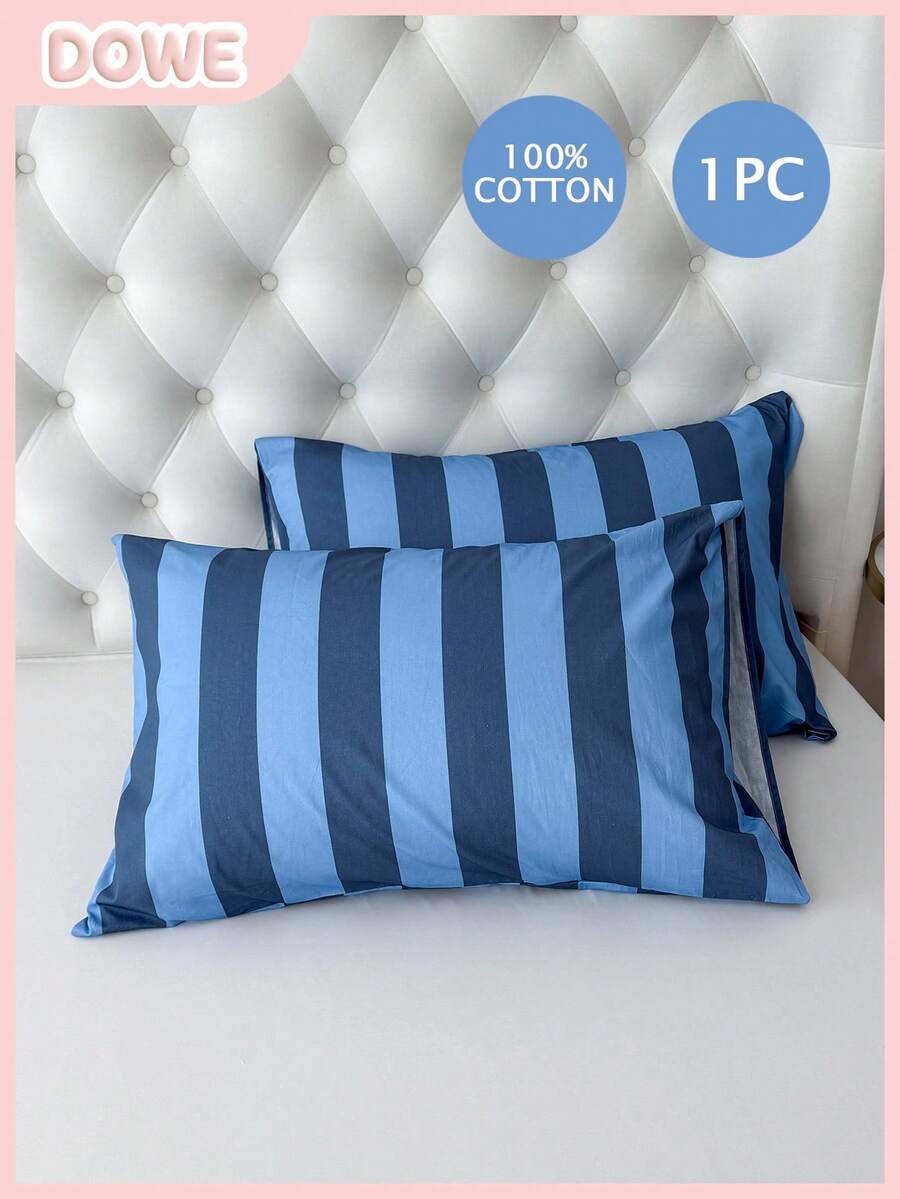 1个100%纯棉枕套,梭织水洗棉枕套,天然纹理,触感柔软,信封式枕套,男女通用,适用于宿舍、卧室、学校宿舍等场所,简约风格 - 彩色 - 查看 1