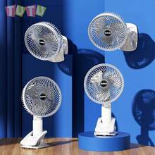 Abanico de mano multifuncional pequeño , plegable con con clip mesa , de silencioso , súper grande viento energía , recargable casa escritorio , súper largo batería vida - Blanco - Ver 8