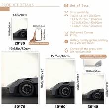 3pcs Car Poster Prints, Suitable For Children's Room, Home Office, Daycare, Dorm Gift (For Men), Fun Canvas Wall Art, Applicable For Home Bedroom Kitchen Living Room Bathroom, Hotel, Cafe, Office Decor - Multicolor - View 10