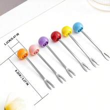 Juego de tenedores de acero inoxidable para fruta, tenedores lindos para postre y pastel, pinchos de lujo para fruta - Multicolor - Ver 6