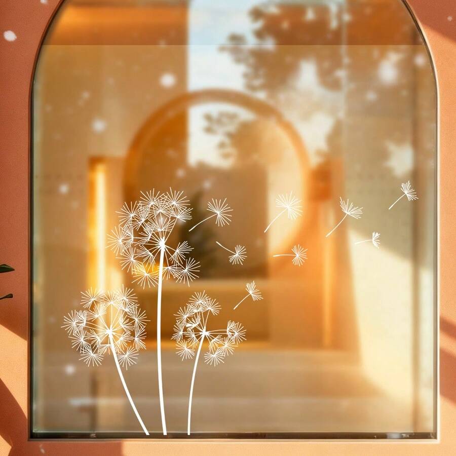 1/3pcs White Dandelion Window Clings Just Breathe Quote, Static Glass Stickers For Living Room Bedroom, Peel And Stick Vinyl Decals, Windows Anti Collision Window Decals,Spring Home Decor, Aesthetic Farmhouse