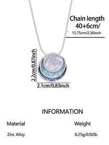 1件女士吊坠项链，时尚波西米亚风蓝色简约几何三环设计，适合日常佩戴、派对、节日、情人节、母亲节等场合，珠宝配饰礼品。 - 彩色 - 查看 3