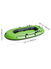 Bote inflable de pesca para 5 personas, resistente kayak portátil de PVC, remos de aluminio de 115 cm, bomba de alto rendimiento, portacañas y 2 asientos, capacidad de 500 kg para adultos. - Verde - Ver 10