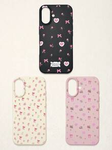Bow-Knot 3pcs Floral & Bow Print Phone Cases, Sweet Romantic Cute Style, Compatible With IPhone 11, 17 Pro Max, 17 Pro, 15, 13 Pro Max, Galaxy, S24 Ultra, S25 Ultra - Multicolor - View 39