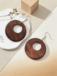 6 Pairs/Set Women's Jewelry, Lightweight Wooden Texture Mixed Pendants, European & American Classic, Suitable For Celebrations, Parties, Women's Fashion Jewelry - 6 Pairs - View 8