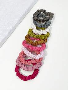 50个装多色哑光缎面发圈套装，附赠精美礼品袋，多功能低马尾发饰，发绳、橡皮筋、发圈等。 - 彩色 - 查看 3