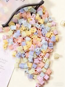 50pcs Mini Jelly Claw Clips Colorful Pumpkin Shaped Hair Clips Cute Bangs Clips Acrylic Princess Hair Accessories Vacation Hair Claw Beach Hair Clutch - Multicolor - View 2