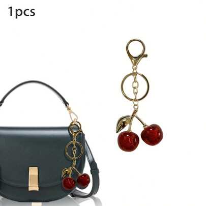 1pc Simulation Cherry Bag Charm With Lobster Clasp - Cute Cherry Bag Decoration, Suitable For Women's Keychains, Backpacks, Handbags - Women's Gift, Perfect For Mother's Day, Christmas, Valentine's Day