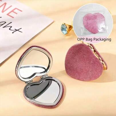 Cute Love Makeup Mirror - Red Pink Dual Color Portable HD Imaging Girl Single Piece Set | Travel Essential, Valentine's Day Gift, Travel Essential, Room Decoration, Valentine's Day Gift, Affordable Good Item, Room Decoration, Vacation Essential, Women's Gift, Bedroom Supplies, Valentine's Day Special
