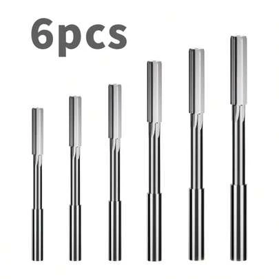 6PCS Chucking Reamer Set, HSS Straight Flutes Lathe Machine Reamer Metric,Round Shank Milling Cutting Tool 4mm,5mm,6mm,8mm,10mm,12mm