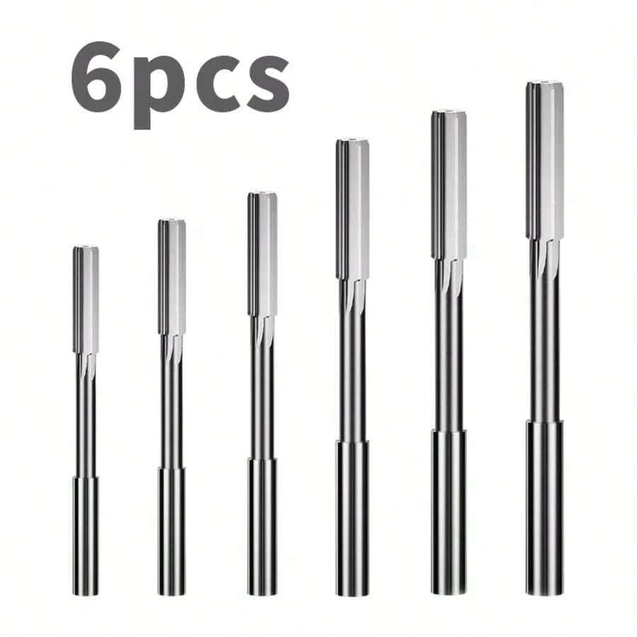 6PCS Chucking Reamer Set, HSS Straight Flutes Lathe Machine Reamer Metric,Round Shank Milling Cutting Tool 4mm,5mm,6mm,8mm,10mm,12mm - 6pcs - View 1