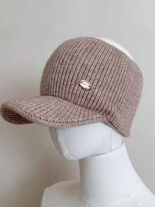 1pc Women's Scarf Neck Warmer Set, Thick Autumn/Winter Detachable Collar Hat, Knitted Hooded Cowl Neck Warmer, Casual & Versatile - Khaki - View 7