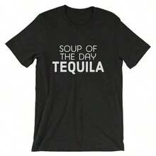 Mens Tshirts Men's Loose Short Sleeve T-Shirt Soup Of The Day Tequila Distilled Spirit Unisex Shirt Funny Mexican Alcohol Lovers Party Cool T-Shirt Tequila Beverage Short-Sleeve Tee Suitable For All Seasons Men's Fashion Print Casual T-Shirt Casual Summer T-Shirt, Comfortable Outdoor Casual Wear - Black - View 8