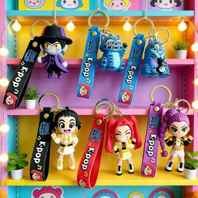 1pc Cute Korean Style Christmas Keychain, Cartoon Pendant Suitable For Girls, Including And Other Character Keychains, Tiger Keychain, Couple Keychain, Anime Phone Charm, Bag Decoration, Gift For Friends (Silicone Product, Slight Color Difference Is Normal)
