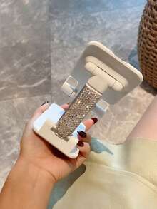1pc Rhinestone Decorated Adjustable Desk Phone Holder, Non-Slip Design, Universal Phone Stand, Birthday Gift, Phone Accessory For Family And Friends, Minimalist Design, Foldable For Outdoor Use, Holiday Gift, Best Friend Gift - Support - View 2