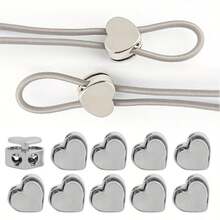 4/8个心形抽绳调节扣，适用于连帽衫和包袋 - 耐用金属绳扣闭合装置，无需缝纫即可调节松紧，适合DIY缝纫、装饰和防滑用途 - 多色 - 查看 4