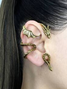 2 Stücke Bohemien Stil Gotisch Vintage Drachen Ohrringe - Einzigartiges Geschenk für Frauen, Elf Kostüm Accessoires und Cosplay Requisiten, perfekt für Partys, Maskeraden und den Alltag, ideales Geburtstagsgeschenk - Verschiedenfarbig - Übersicht 3