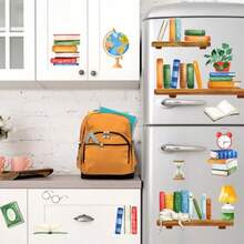 Books Window Clings 4 Sheets Back To School Reading Corner Study Bookshelf Globe Lamp Clock Stickers Decals Decor Cat Potted Plant Classroom Library Bedroom Home Decorations - BooksReading - View 5