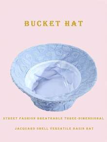 1pc Polyester Casual Wavy Sun Geometric Pattern Bucket Hat, Decorative Shell Texture, Suitable For Spring, Summer, Autumn, Winter - Seashells Are Light Blue - View 5