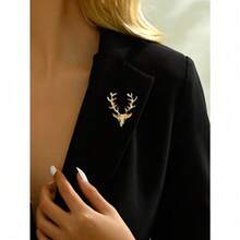 1 Pair Stylish Metal Wheat Ear Brooch, Suit Lapel Pin, Shirt Collar Decor For Men & Women - 黃金 - 查看 5