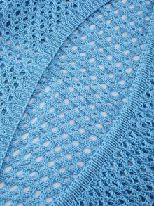 Women's Hollow Out Sleeveless Beach Dress, Backless Drawstring Vacation Dress, Vacation Style - Dusty Blue - View 10