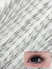 Waloshow 80 st mjuka och fina sneda vingögonfransar för bebisar, transparent stjälk, naturliga och kladdig älvliknande böjda ögonfransar - C - Visa 8