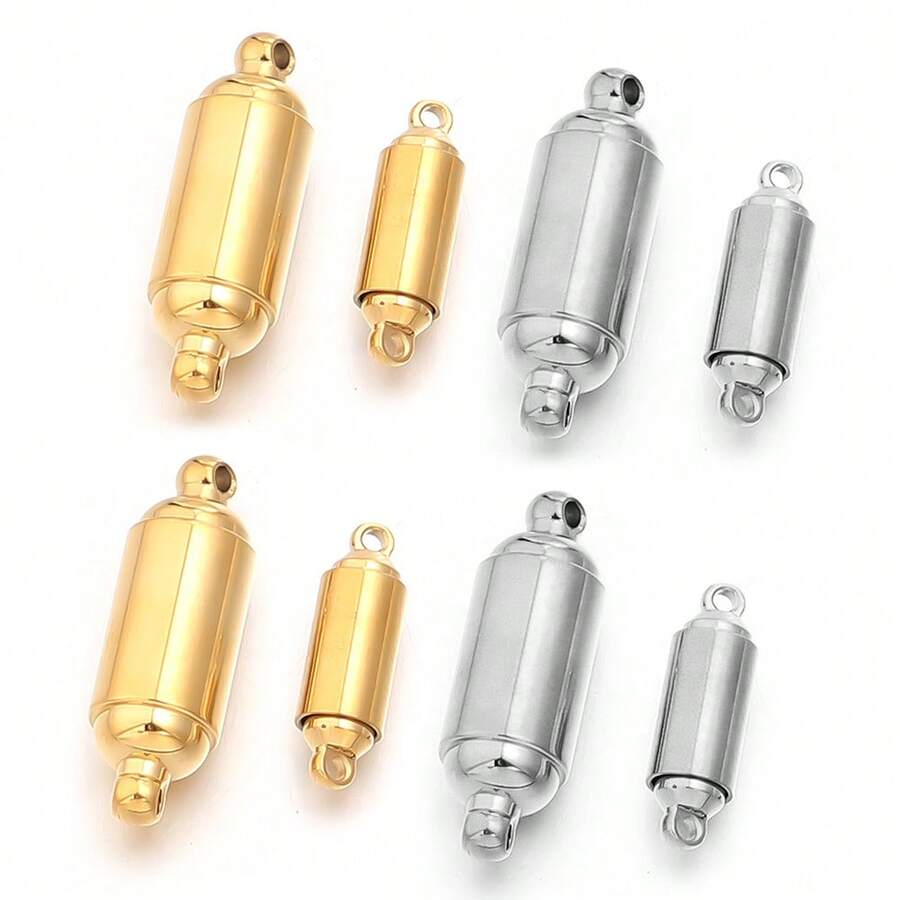 1pc/Pack Stainless Steel Ring Magnetic Clasp, Bracelet Clasp, Pearl Necklace Connector, Fashionable Personalized Magnetic Buckle, DIY Jewelry Making Magnetic Clasp