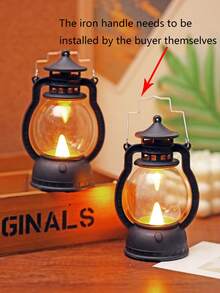 1 chiếc đèn lồng LED mini cầm tay kiểu retro dễ thương (có pin), đèn lồng LED trang trí để bàn trong nhà, đèn lồng trang trí bàn ăn cho lễ hội, đám cưới, tiệc tùng, lễ hội, cắm trại. - đèn vàng - Xem 3