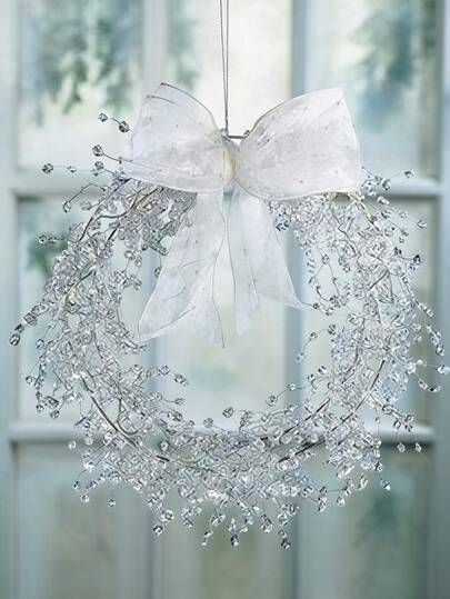 1 set glänsande akryl droppformade pärlkransar, transparent blomsterkrans i chiffong, glittrande kristallpärlkrans, transparent akrylkristall diamantpärlkrans, lämplig för gör-det-själv-kranshantverk, alla hjärtans dag-dekor, bröllopsbrudbukett, mittpunkt till bröllopsbordet, glittrande kristallrankrans för högtidsfest