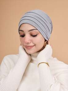1 pièce Sous-foulard plissé à 4 couches pour femmes, bonnet turban multicouche élastique, bandeau de sport respirant et confortable, polyvalent pour usage quotidien, sport, yoga, mode - turban - Voir 7