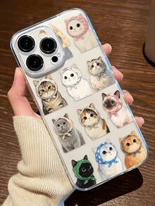 1pc Airbag Cat Pattern Full Coverage TPU Shockproof Phone Case Compatible With Apple 17, 16, 15, 14, 13, 12, 11 Pro Max, Series - 型號6(1件) - 查看 1